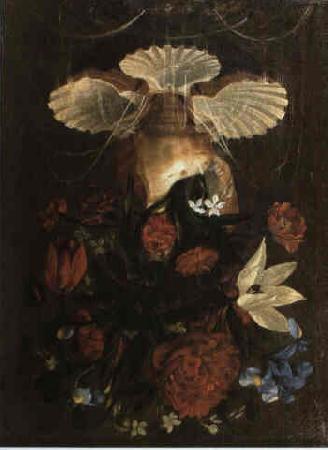 Juan de Espinosa Floral still life arranged in conch shell oil painting image